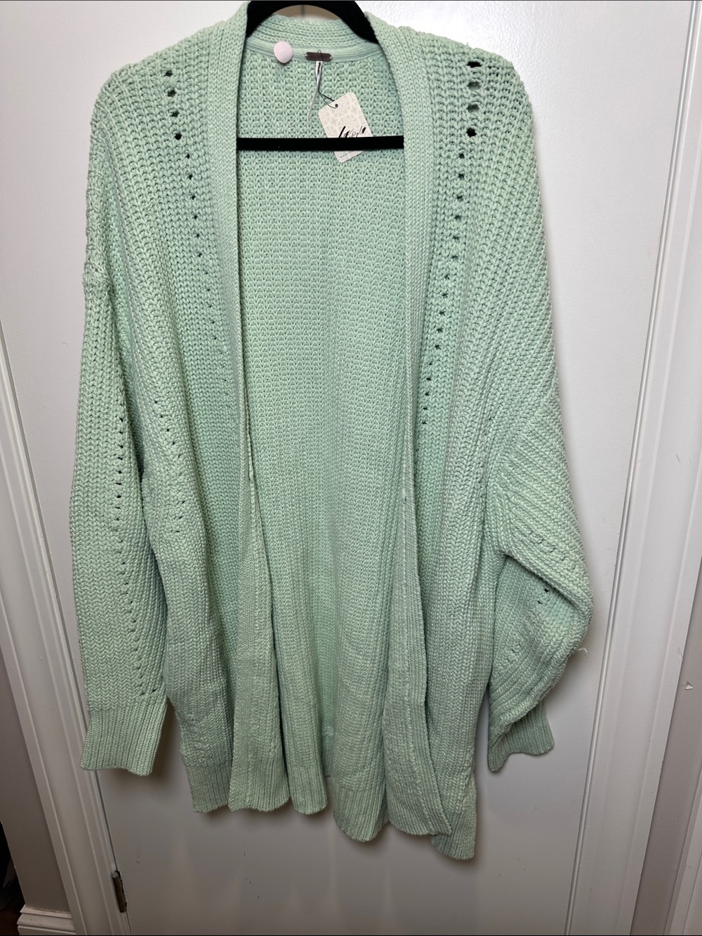 Free People Soft Mint Open-Front Knit Cardigan (51) - Picture 1 of 4